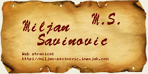 Miljan Savinović vizit kartica